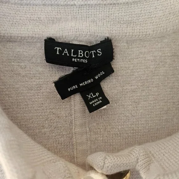 Pure Merino Wool Talbots Ladies Sweater Long Sleeve Gold Tone Button XLP Petite - Picture 7 of 9